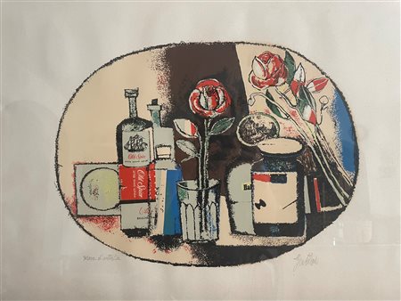 Franco Gentilini (1909 - 1981) 
Natura morta 
litografia 50 x 70 cm