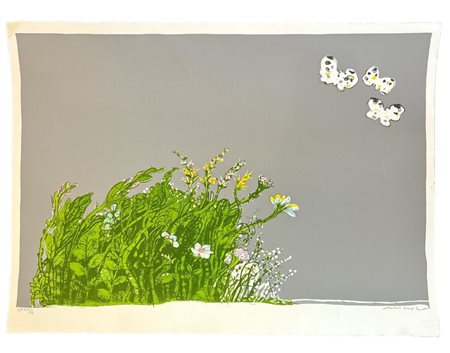 Edolo  Masci (Castiglione a Casauria (Pescara), 1938 - Roma, novembre 2008) 
Farfalle 
litografia 51 x 70 cm