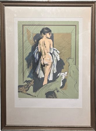 Alberto Sughi (1928,  - 2012) 
Nudo femminile seduto 
serigrafia 52 x 40 cm