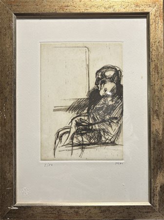 Alberto  Sughi (1928 - 2012) 
Donna con bambino 
litografia 21 x 15 cm
