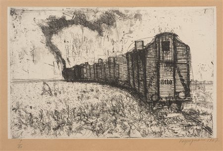 Renzo Vespignani (1924 - 2001) 
Locomotiva 1947
litografia su carta 16 x 25,5 cm
