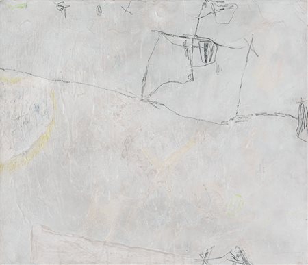 MARIO RACITI Milano 19/04/1934 Breve racconto (4), 1963 olio e tecnica mista...