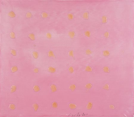 SERGIO DANGELO Milano 1932 Drops, 1973 tecnica mista su tela cm. 70x80, firma...