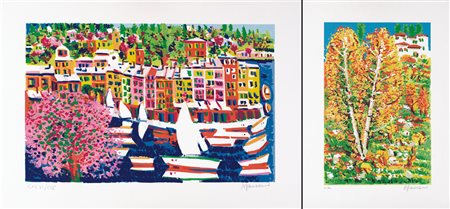 ATHOS FACCINCANI Peschiera (Vr) 29/01/1951 Portofino serigrafia polimaterica...