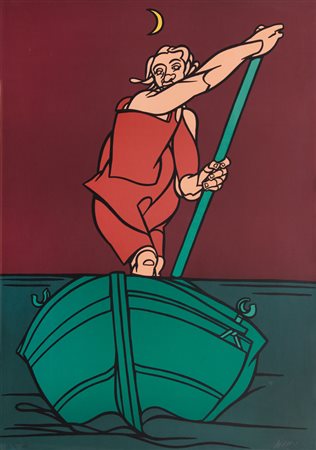 VALERIO ADAMI Bologna 17/03/1935 Senza titolo litografia su carta cm. 100x70,...