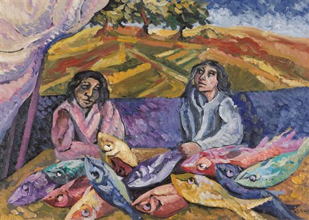 SAVERIO TERRUSO Monreale (Pa) 11/01/1939 - Milano 03/03/2003 Al mercato olio...