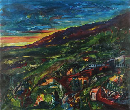 VITTORIO BELLINI Vertona (BG) 1936 - Bergamo 2009 Paesaggio, 1985 olio e...