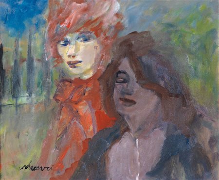 MINO MACCARI Siena 24/11/1898 - Roma 17/06/1989 Le amiche, 1982 olio su...