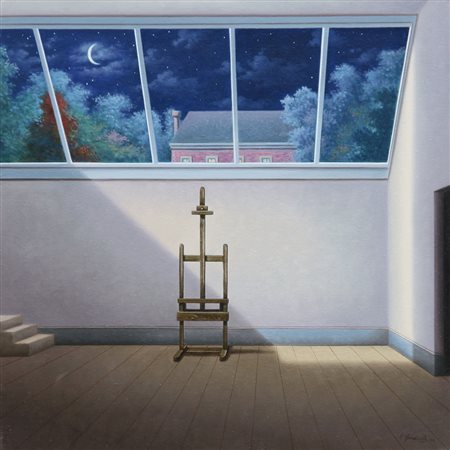 ANTONIO NUNZIANTE Napoli 1956 La casa nel parco, 2000 olio su tela cm. 40x40,...