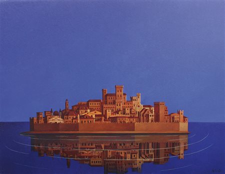 FRANCO FORTUNATO Roma 06/12/1946 L'isola olio su tela cm. 80x100, firma in...