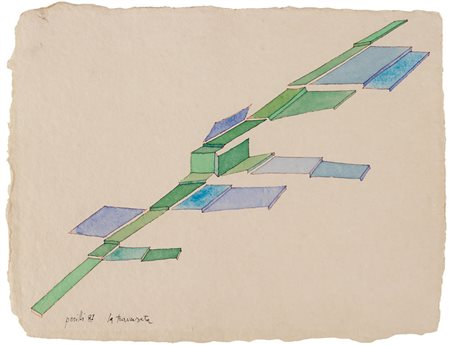 ACHILLE PERILLI Roma 28/01/1927 La traversata, 1987 tecnica mista su carta...