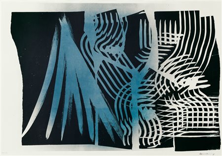 HANS HARTUNG Lipsia 1904 - Antibes 1989 Hh2, 1972 litografia su carta cm....