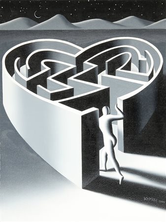 MARK KOSTABI Los Angeles 1960 Open heart, 1999 olio su tela cm. 60,5x45,...