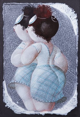 NICOLA VIETTI Marsiglia 22/03/1945 Le gemelle olio su tela cm. 50x35, firma...