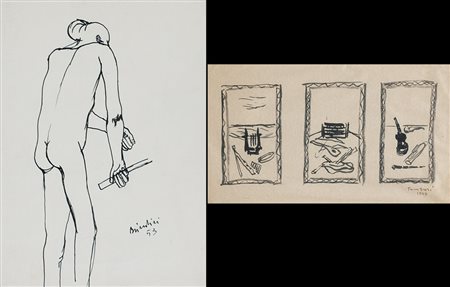 AUTORI VARI REMO BRINDISI Nudo, 1953 china su carta cm. 32x23, firma e anno...