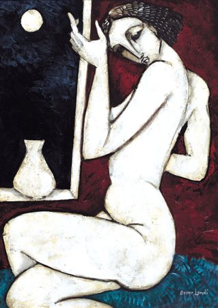 BRUNO LANDI Roma 23/03/1941 La vanita', 1998 olio su tela cm. 70x50, firma in...