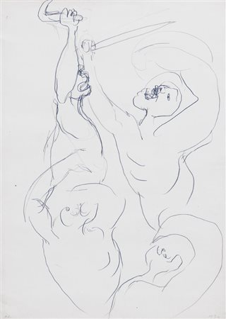 ARTURO CARMASSI Lucca 02/07/1925 Il massacro, 1956 matita su carta cm. 69x49,...