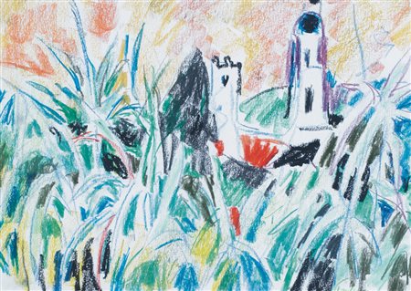 ENRICO PAULUCCI Genova 03/10/1901 - Torino 22/08/1999 Paesaggio pastelli su...