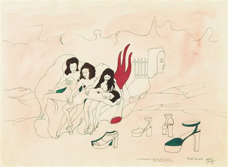 MAURICE HENRY Cambrai 1907 - Milano 1984 Devant la porte, 1973 tecnica mista...