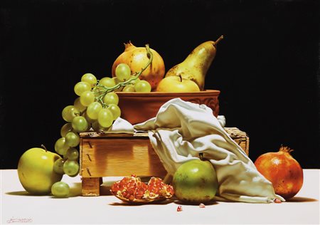 FERDINANDO QUINTAVALLA Parma 1951 Sulla cassetta olio su tavola cm. 35x50,...