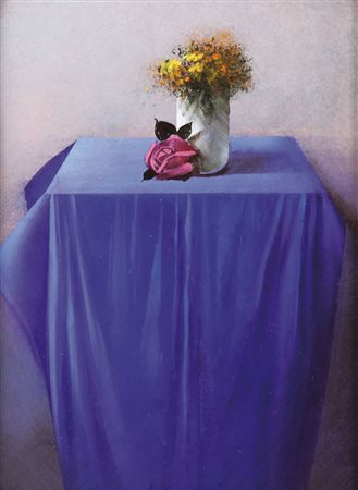 AGOSTINO CANCOGNI Forte dei Marmi 26/11/1950 La tavola blu olio su cartone...