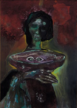 GIANNETTO FIESCHI Zogno (Bg) 10/06/1921 Santa Lucia, 1973 olio su tela cm....