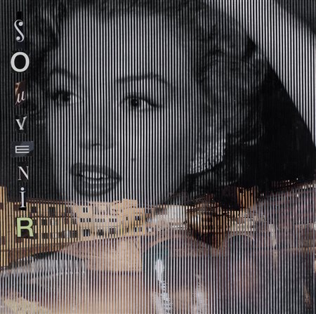 MALIPIERO Brescia 1934 Souvenir collage su faesite cm. 47x47, firma al retro.