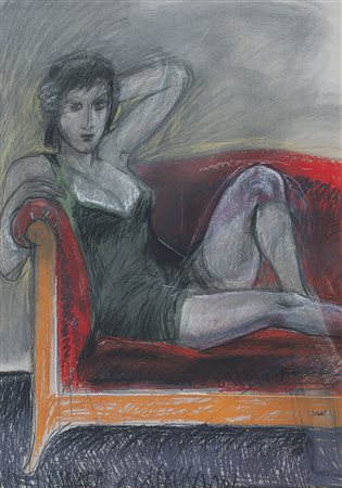 ALBERTO SUGHI Cesena (Fo) 05/10/1928 Donna sul divano, 2006 tecnica mista su...