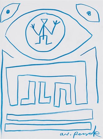 PENCK A. R. Dresda 1939 Senza titolo pennarelli su carta cm. 28x21, firma in...