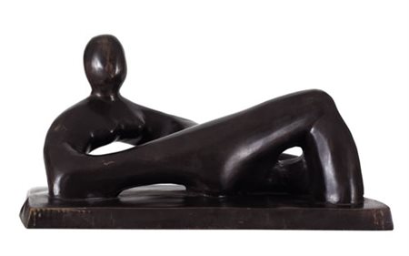 SCULTORE DEL XX SECOLO Nudo disteso scultura in bronzo a patina marrone cm....