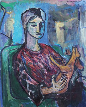 ALVARO QUERZOLI Brasile 06/01/1955 Figura con pecora, 1998 olio su tavola cm....