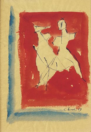 SANDRO CHERCHI Genova 1911 - Torino 1998 Senza titolo, 1959 tecnica mista su...