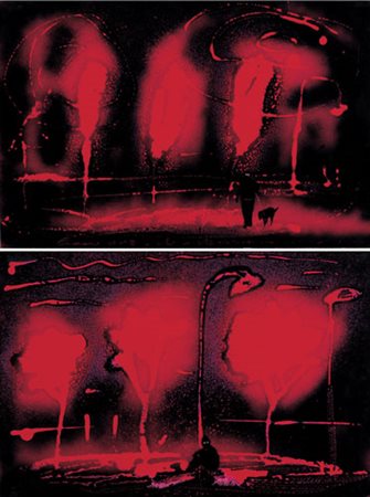 LUCARÈ Novembre (dittico), 2003 tecnica mista su carta lucida applicata su...