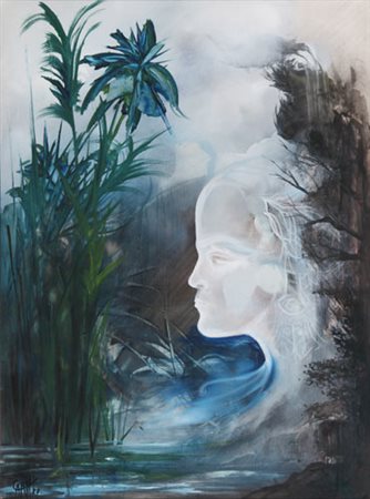 CAROL MAZELLIER Senza titolo, 1987 acrilico su tela cm. 80x60, firma e anno...