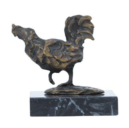 PIETRO MARCHETTI Gallo scultura in bronzo rifinito a mano cm. 8x8,5x3, più...