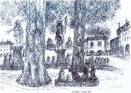 TONO ZANCANARO Padova 1906 - 1985 In Pra, 1974 china su carta cm. 24,5x34,5;...