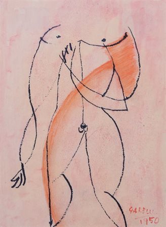 FRANCO GARELLI Diano d'Alba (Cn) 1909 - Torino 1973 Figura, 1950 tecnica...