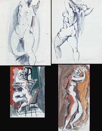 CESARE PEVERELLI Milano 30/05/1922 - Parigi 10/03/2000 Nudo tecnica mista su...