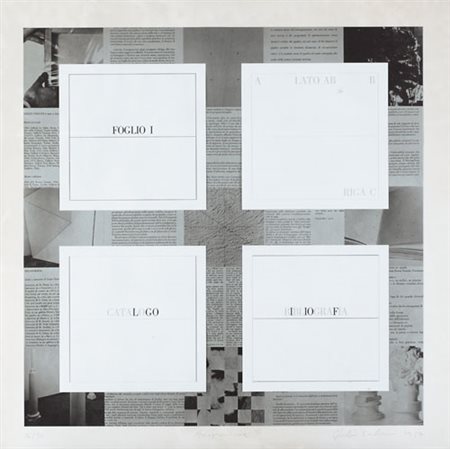 GIULIO PAOLINI Genova 05/11/1940 Anagramma, 1977 litografia e collage su...