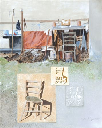 VINICIO PERUGIA Fabriano 14/01/1947 La sedia, 1983 acrilico su tela di lino...