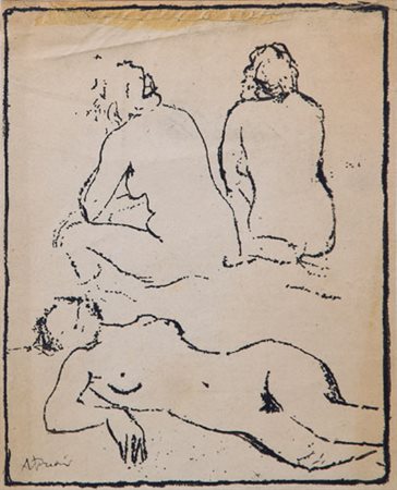 CESARE ANDREONI Milano 1903 - Milano 1961 Figure china su carta cm. 24,5x20,...