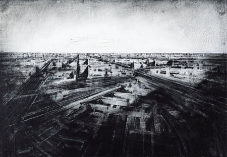 JONATHAN GUAITAMACCHI Londra 1961 Città, 2002 olio su carta applicata su tela...