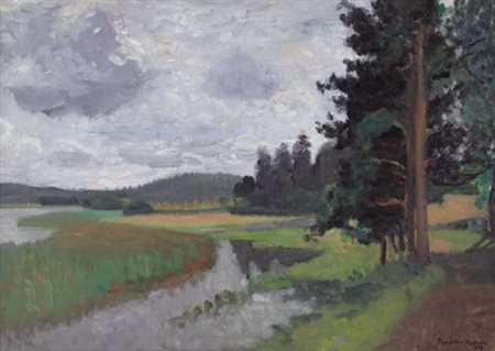 UGO VITTORE BARTOLINI Firenze 1906 - Milano 11/02/1975 Paesaggio fluviale,...