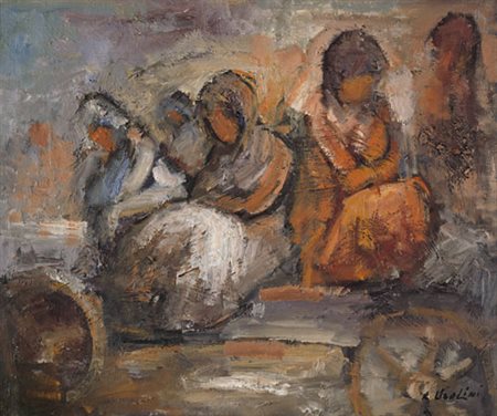 RENZO UGOLINI Sesto Fiorentino (FI) 1930 Figure olio su tela cm. 54,5x65,...