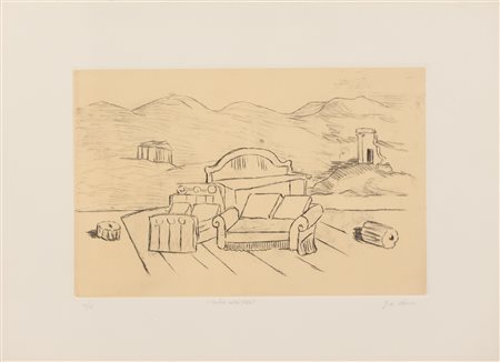 GIORGIO DE CHIRICO Mobili nella valle, 1971