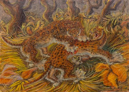 GINO COVILI Lotta di leopardo, 1968