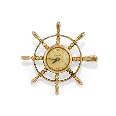 Spilla orologio con timone