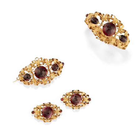 Demi-parure con granati, late 19th-early 20th century