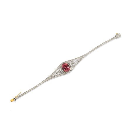 Bracciale con tormalina rosa e diamanti 