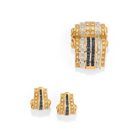 Demi-parure con diamanti e zaffiri